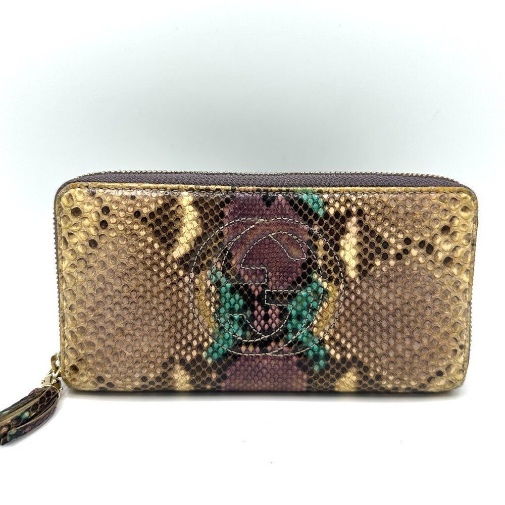 Gucci Multicolor Python Soho Zippy Long Wallet